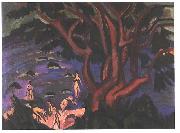 Ernst Ludwig Kirchner red tree on the beach oil painting reproduction